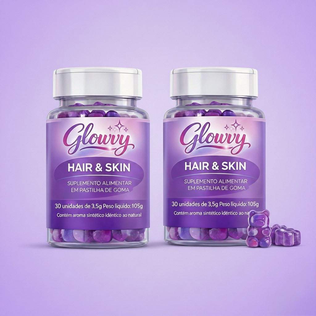 Glowvy Hair, Skin & Nails – Suplemento Alimentar | Combo com 2 Unidades