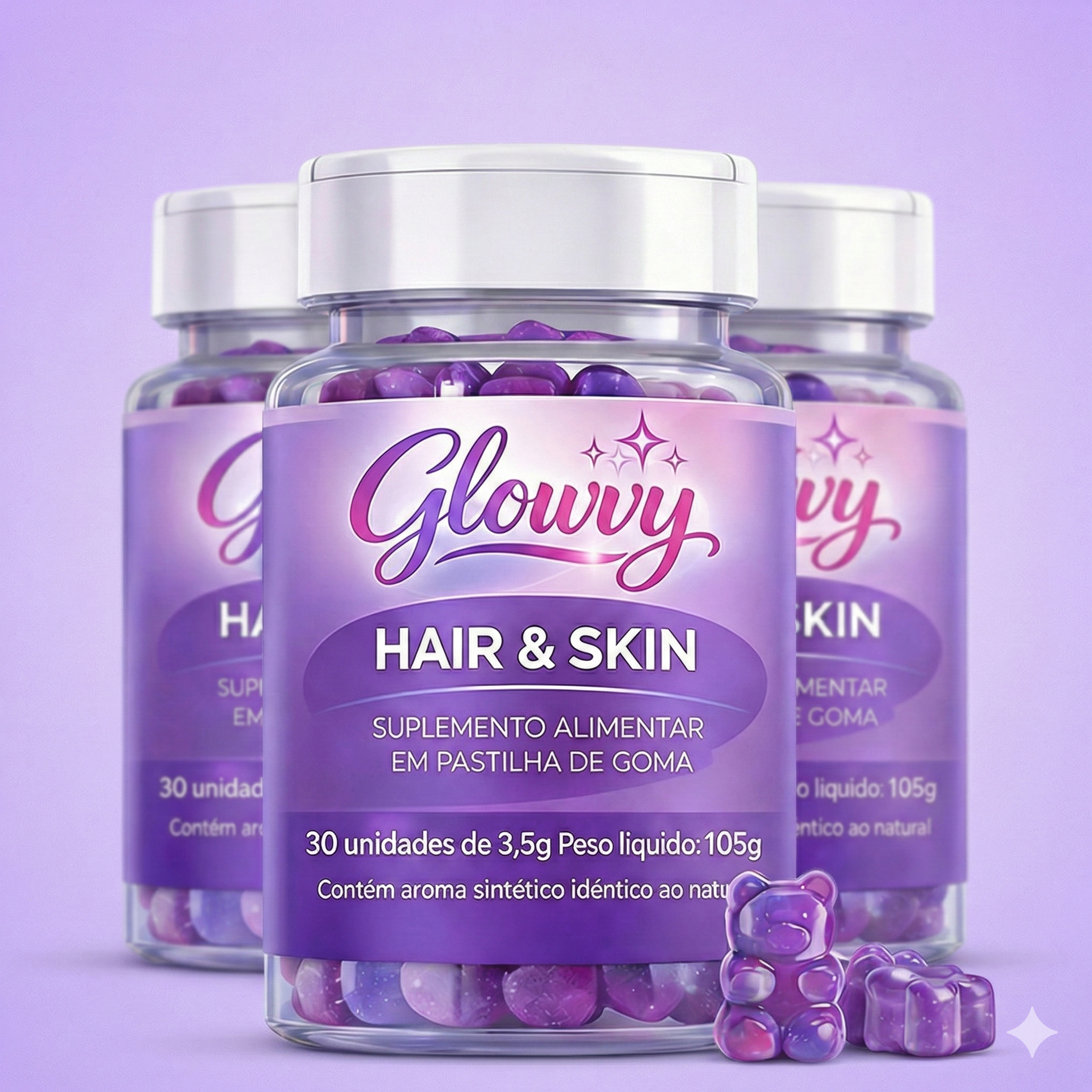 Glowy Hair, Skin & Nails – Kit 3 Unidades